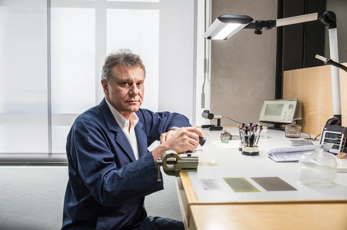 François-Paul Journe at his workbench in Geneva